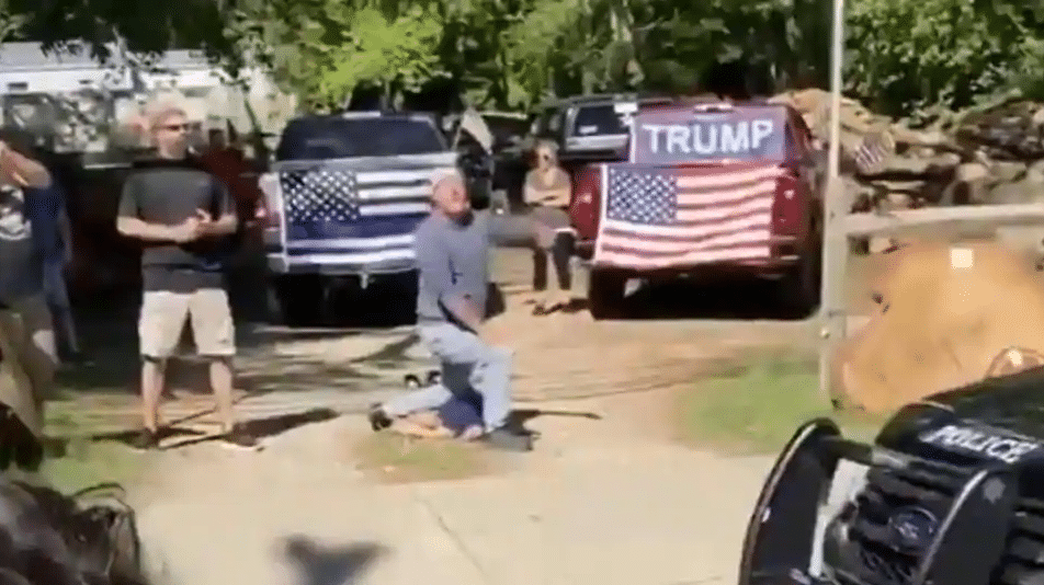 Video shows man with Trump banner in background mocking George Floyd’s death